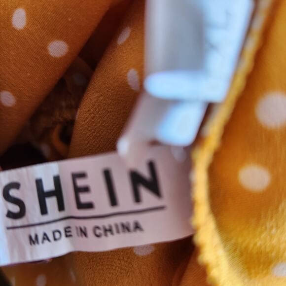 Shein Polka Dot Ruffle Cami Yellow White Size 1XL - Picture 5 of 6